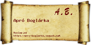 Apró Boglárka névjegykártya